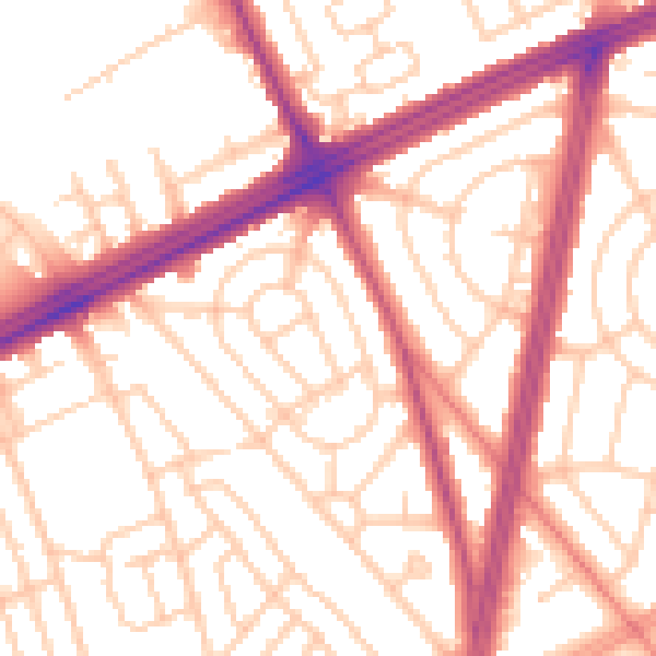 Daytime road noise heatmap for L11 7DL