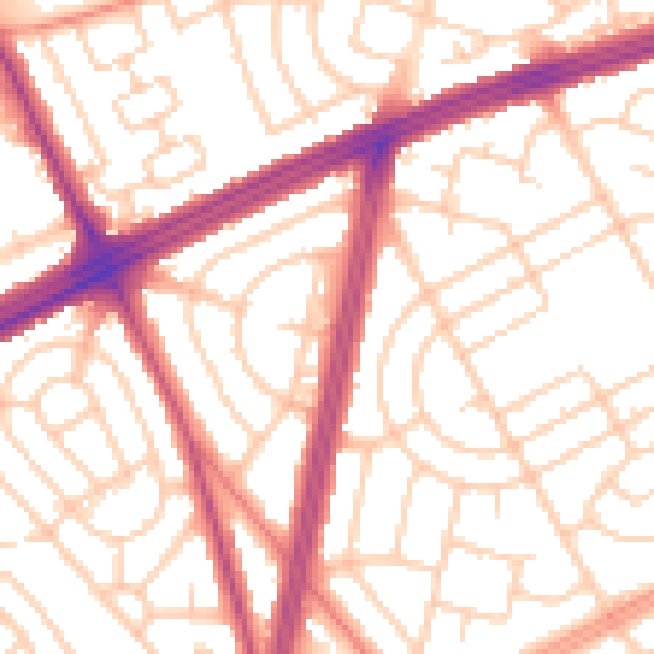 Daytime road noise heatmap for L11 7DR