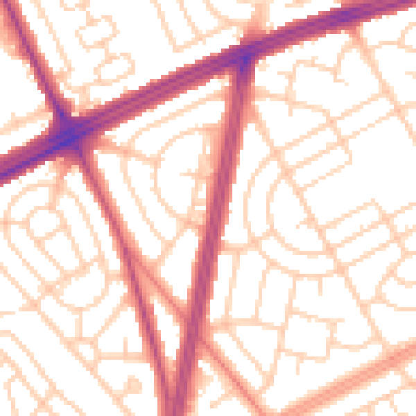 Daytime road noise heatmap for L11 7DS