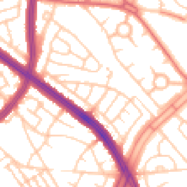 Daytime road noise heatmap for L11 8LA