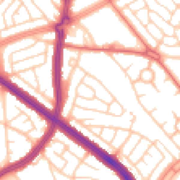 Daytime road noise heatmap for L11 8LD