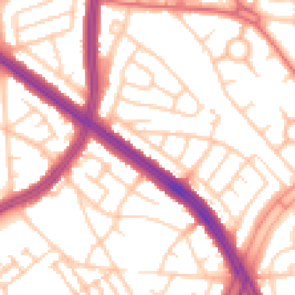 Daytime road noise heatmap for L11 8LG