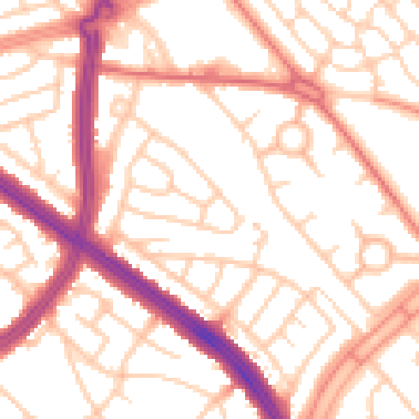 Daytime road noise heatmap for L11 8LJ