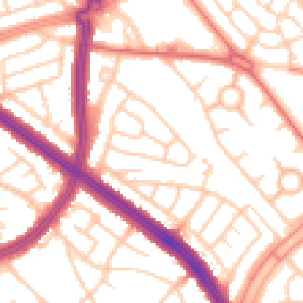 Daytime road noise heatmap for L11 8LL