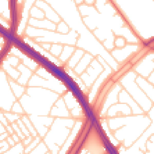 Daytime road noise heatmap for L11 8LQ