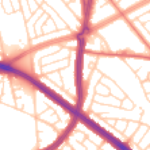 Daytime road noise heatmap for L11 8NA