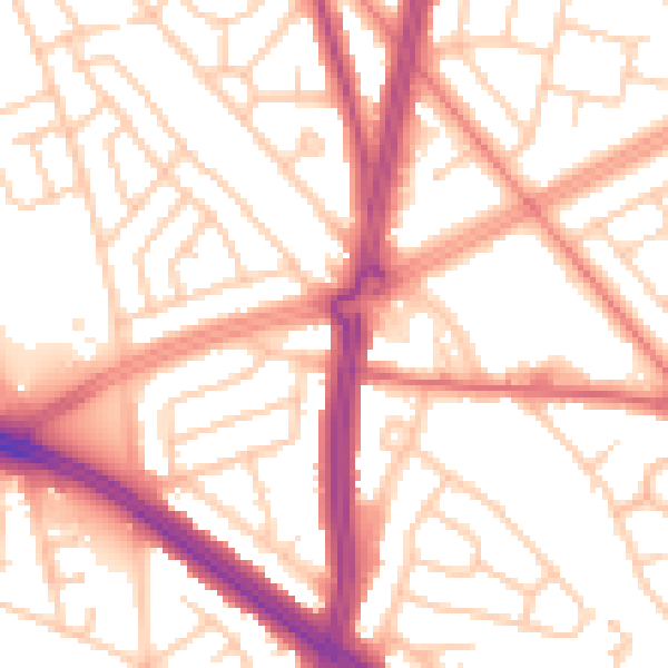 Daytime road noise heatmap for L11 8NB