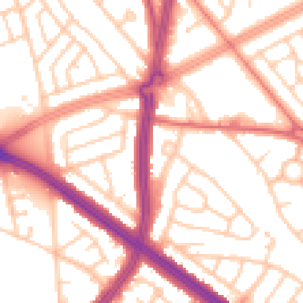 Daytime road noise heatmap for L11 8NE