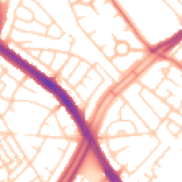 Daytime road noise heatmap for L11 8NG