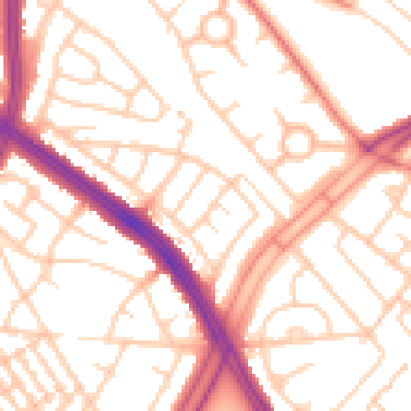 Daytime road noise heatmap for L11 8NH