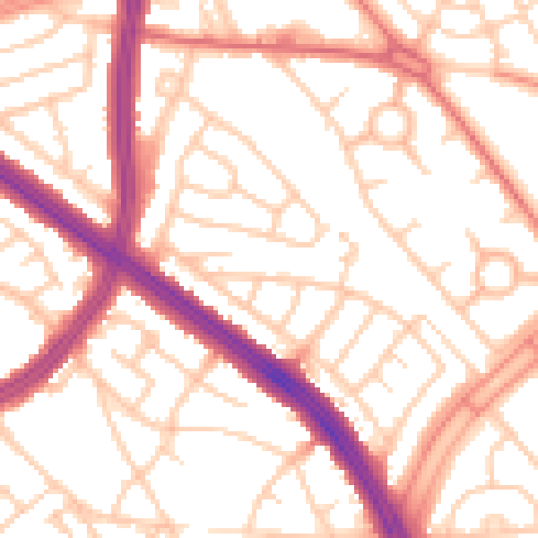 Daytime road noise heatmap for L11 8NJ