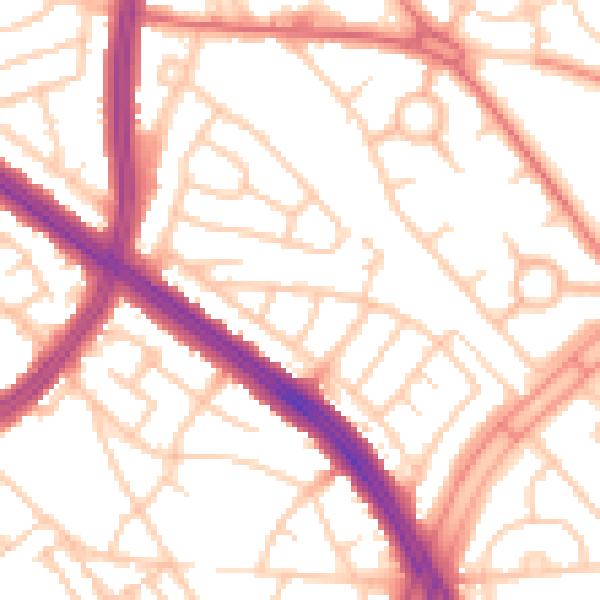 Daytime road noise heatmap for L11 8NN