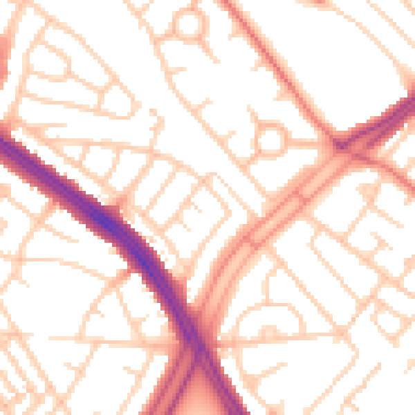 Daytime road noise heatmap for L11 8NP