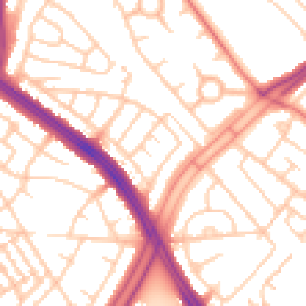 Daytime road noise heatmap for L11 8NR