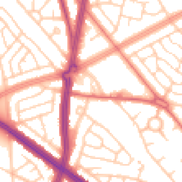 Daytime road noise heatmap for L11 8NZ