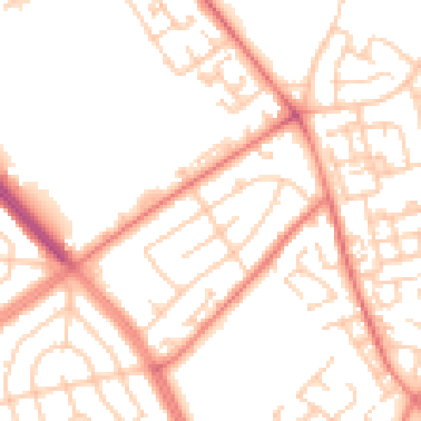 Daytime road noise heatmap for L11 9AB