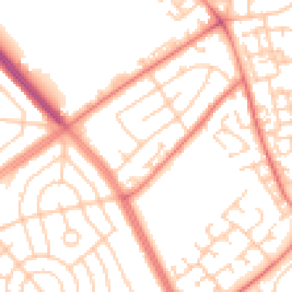 Daytime road noise heatmap for L11 9AG