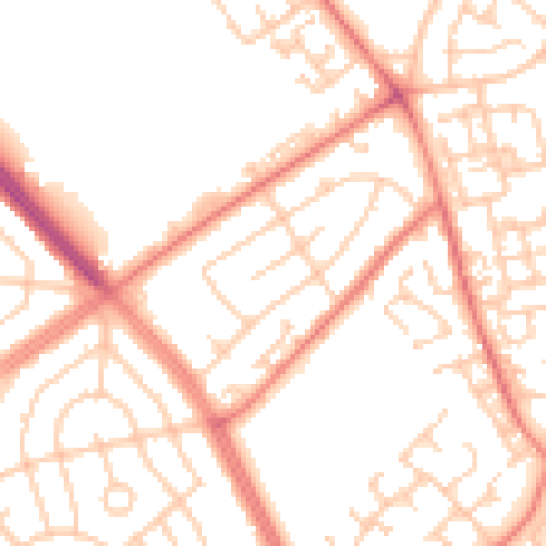 Daytime road noise heatmap for L11 9AH