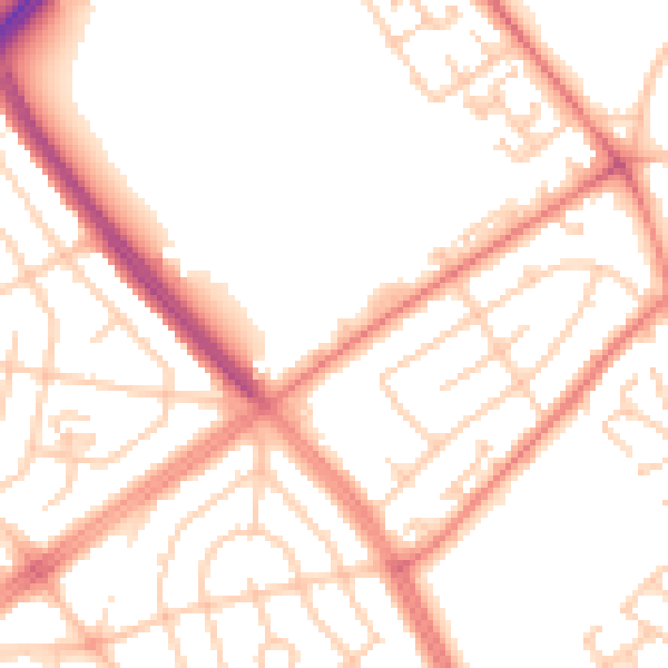 Daytime road noise heatmap for L11 9AP