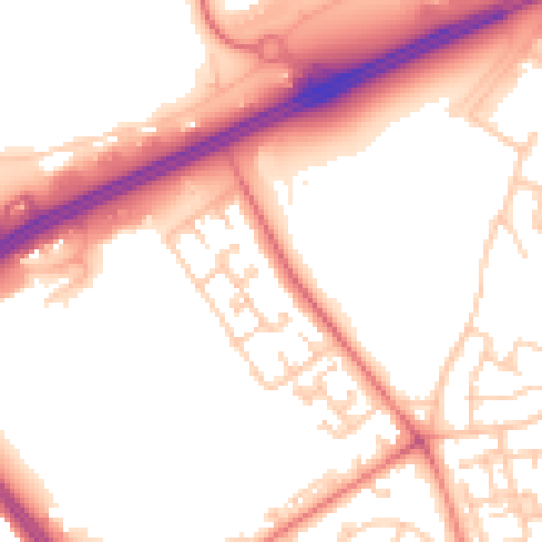 Daytime road noise heatmap for L11 9DE