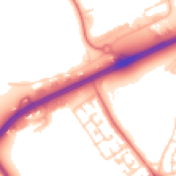 Daytime road noise heatmap for L11 9DY