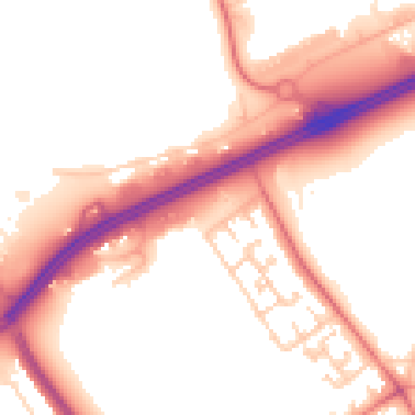 Daytime road noise heatmap for L11 9DZ