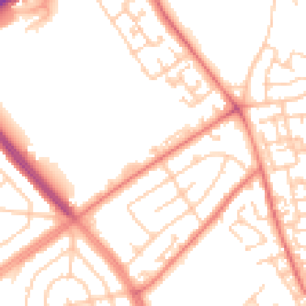 Daytime road noise heatmap for L11 9EB