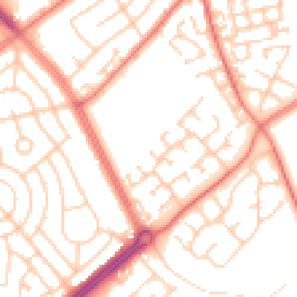Daytime road noise heatmap for L12 0SD