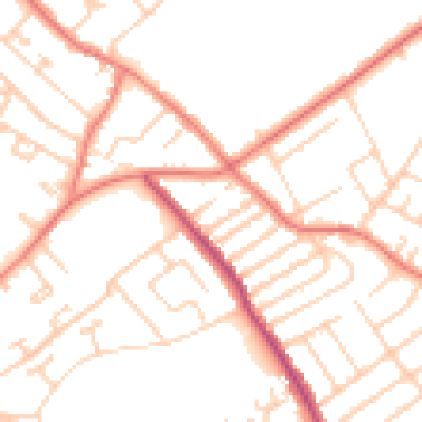 Daytime road noise heatmap for L12 1LY
