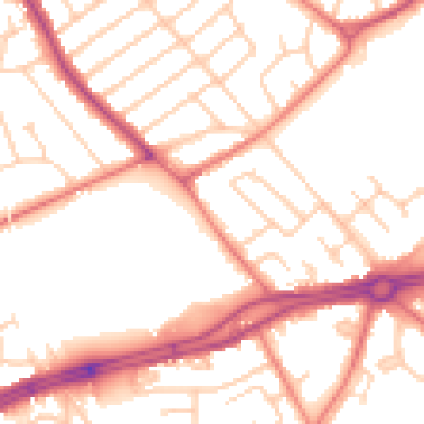 Daytime road noise heatmap for L12 2AJ