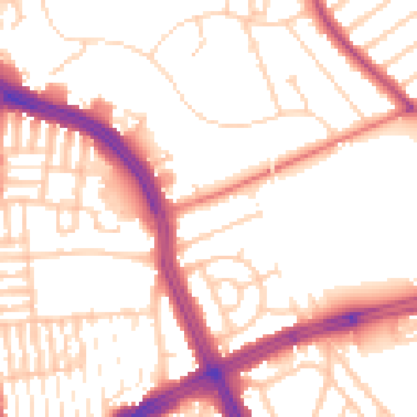 Daytime road noise heatmap for L12 2AY