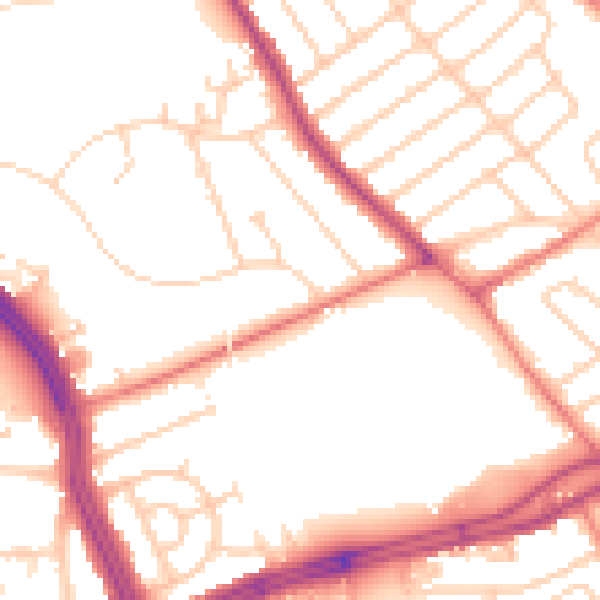 Daytime road noise heatmap for L12 2BA