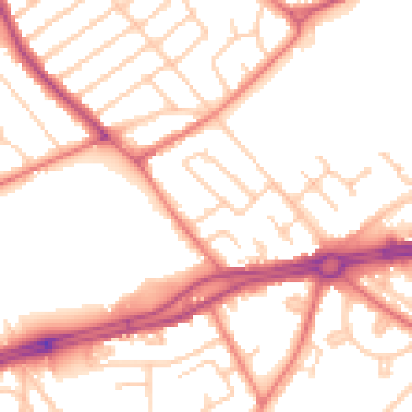 Daytime road noise heatmap for L12 2BD