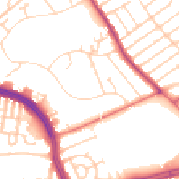 Daytime road noise heatmap for L12 2BL