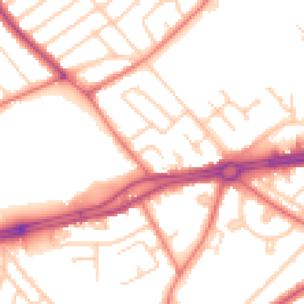 Daytime road noise heatmap for L12 3HU