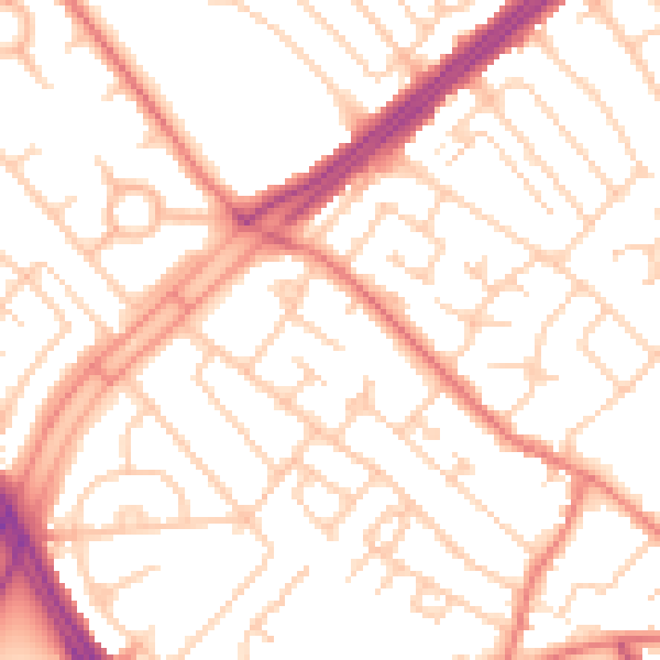 Daytime road noise heatmap for L12 5JQ