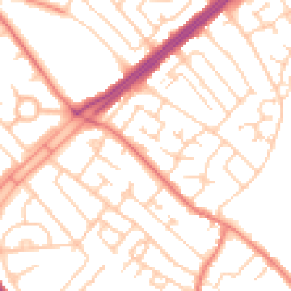 Daytime road noise heatmap for L12 5JW