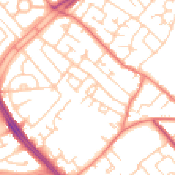 Daytime road noise heatmap for L12 7JR
