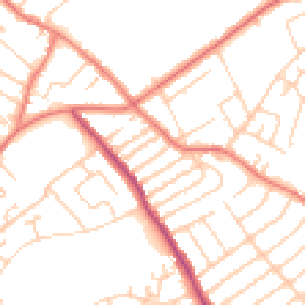Daytime road noise heatmap for L12 8QJ