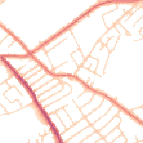 Daytime road noise heatmap for L12 8SW