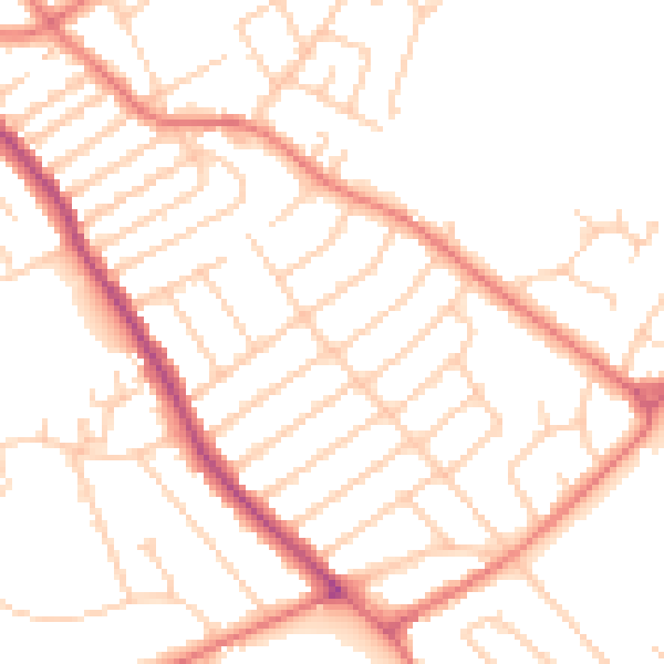Daytime road noise heatmap for L12 9ED