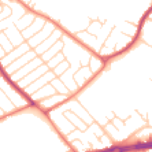 Daytime road noise heatmap for L12 9JE