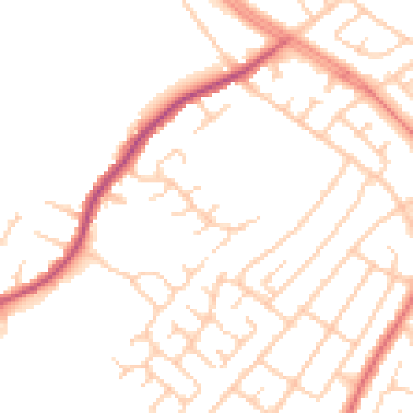 Daytime road noise heatmap for L12 9NE