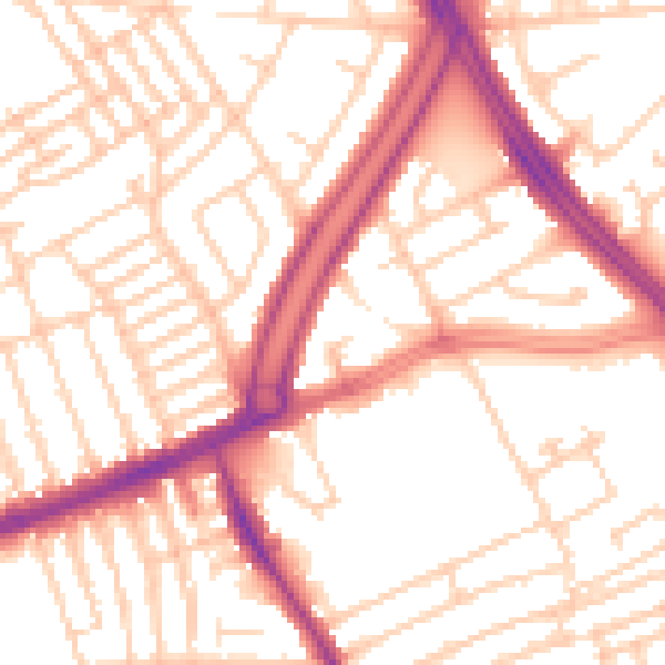 Daytime road noise heatmap for L13 0BJ
