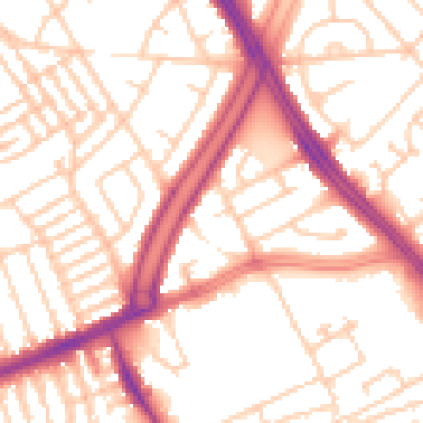 Daytime road noise heatmap for L13 0BY