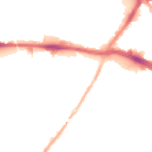 Night-time road noise heatmap for L13 1BR