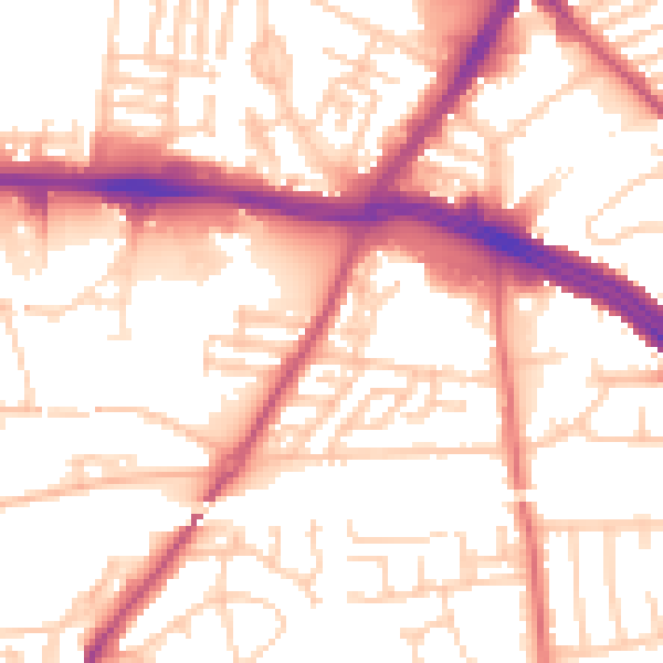 Daytime road noise heatmap for L13 1BW
