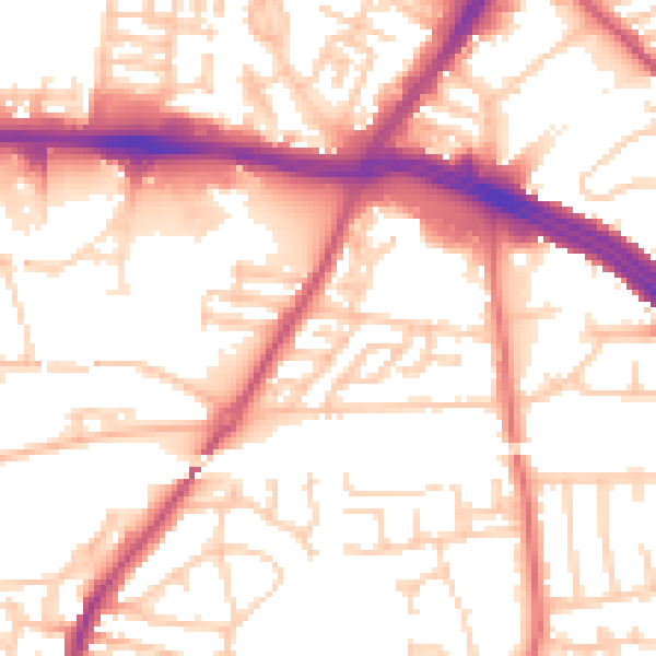 Daytime road noise heatmap for L13 1DS