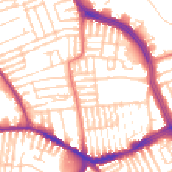 Daytime road noise heatmap for L13 3DU
