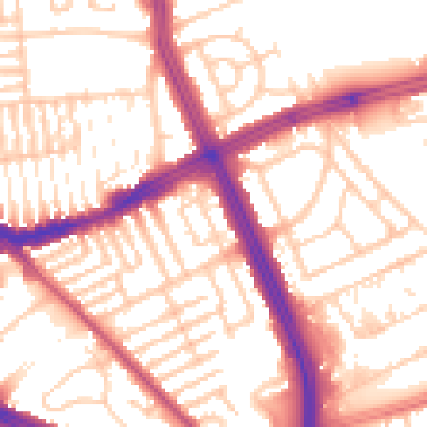 Daytime road noise heatmap for L13 5UJ